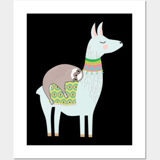 Sloth Ride On A Llama Posters and Art